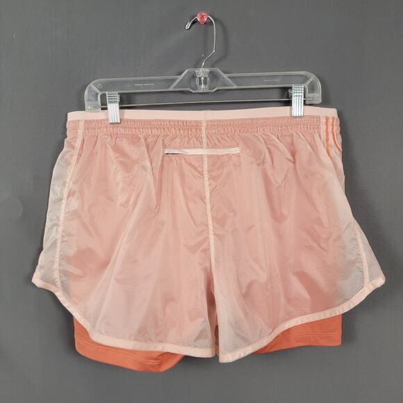 Nike Running Shorts L Peach Orange Dri-Fit Colorblock Lined - Picture 2 of 11